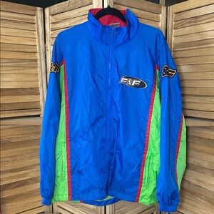 Fast & Furious Blue and Green Windbreaker with Logo Patches, size medium